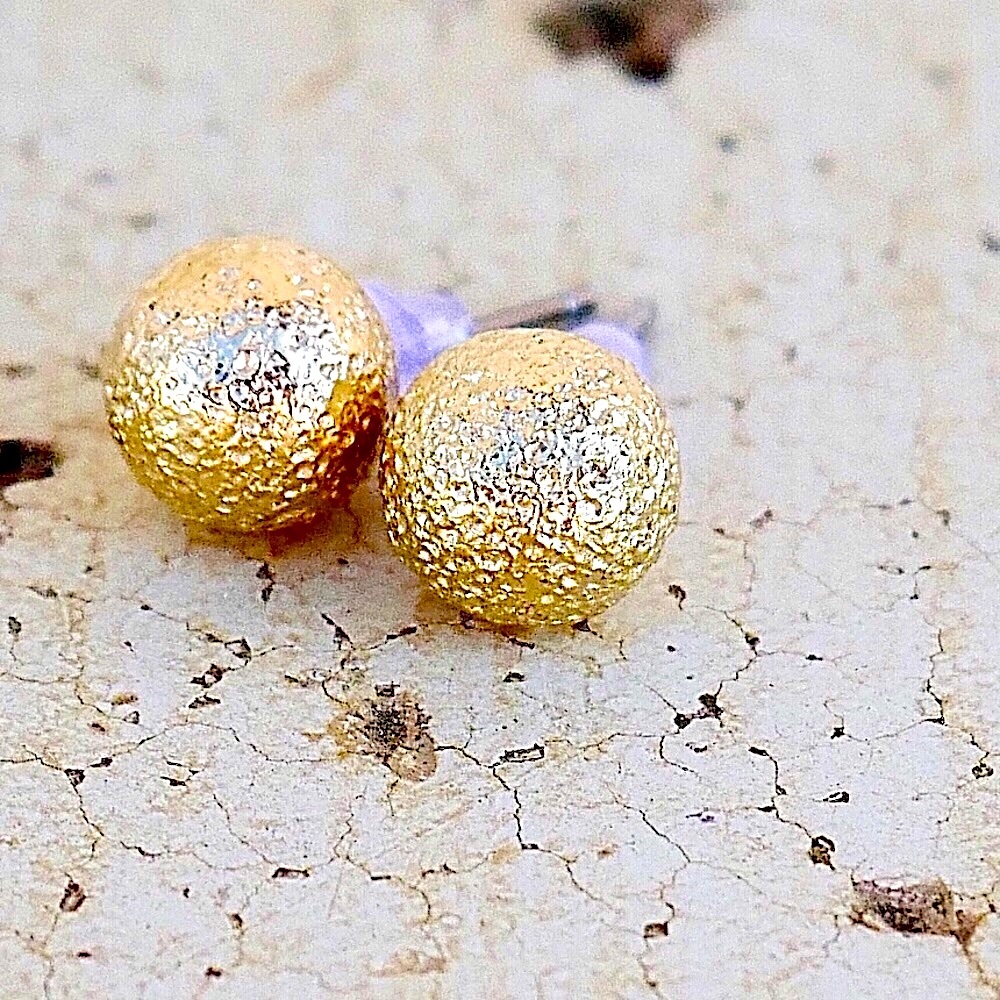Gold Sparkle Ball Earrings